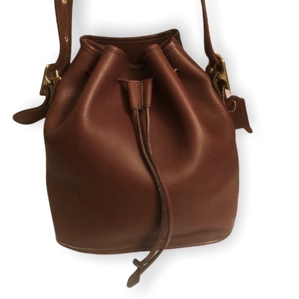 Coach vintage brown leather drawstring bucket bag 9952